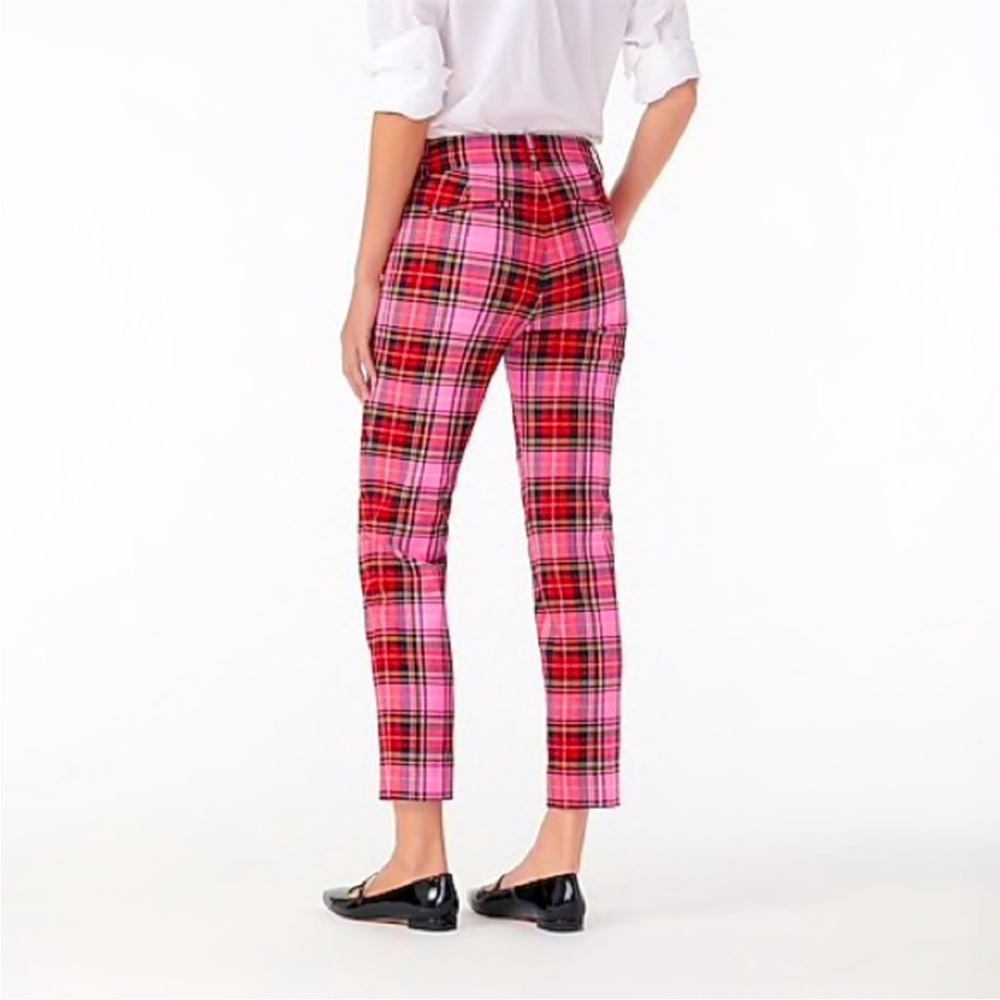 New! J.CREW Cameron Parke Tartan pink Plaid Pants Trousers Size 6 small - Picture 11 of 13